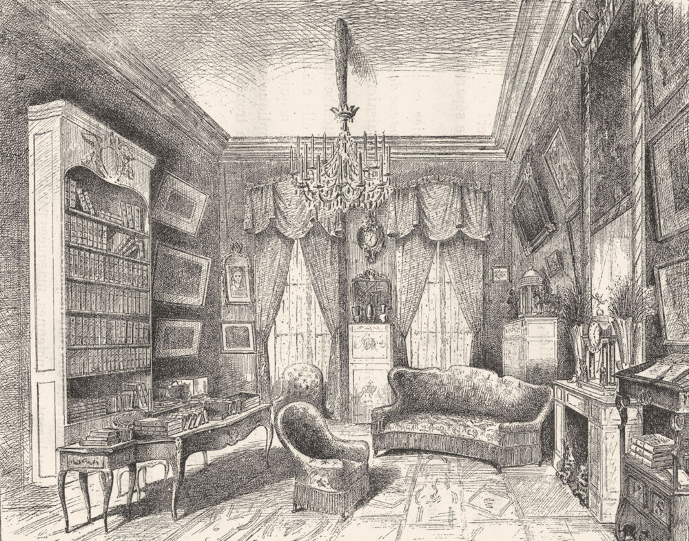 Associate Product YVELINES. Cabinet de travail M Victorien Sardou 1880 old antique print picture