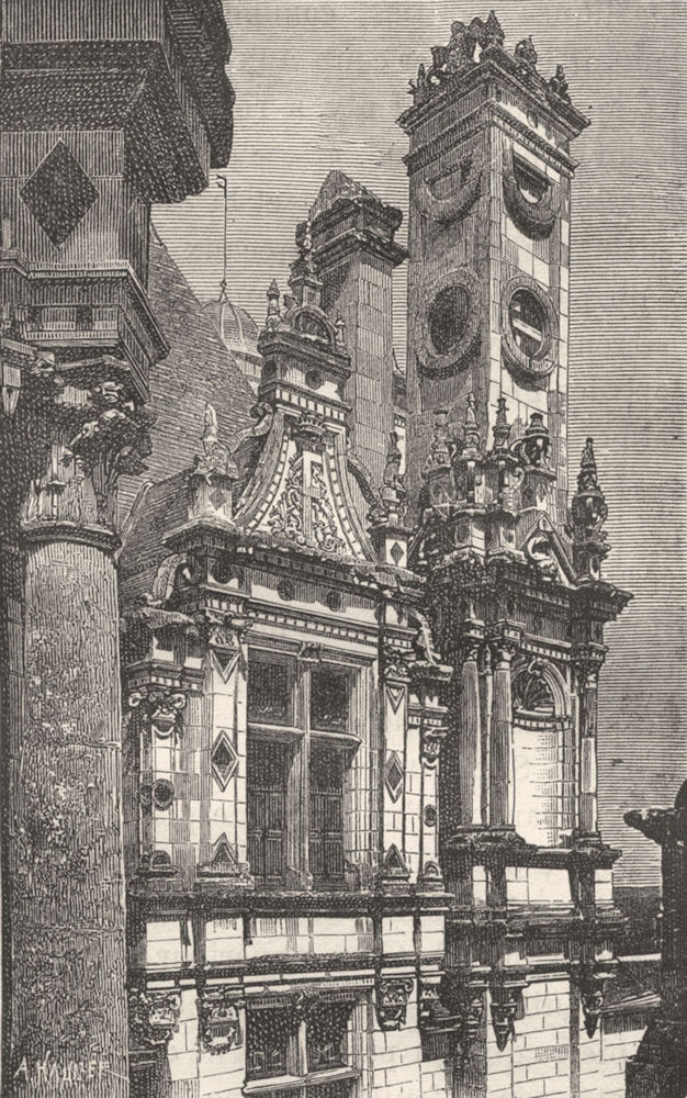 LOIR-CHER. Chambord. Chateau de-Lucarne cheminee 1880 old antique print