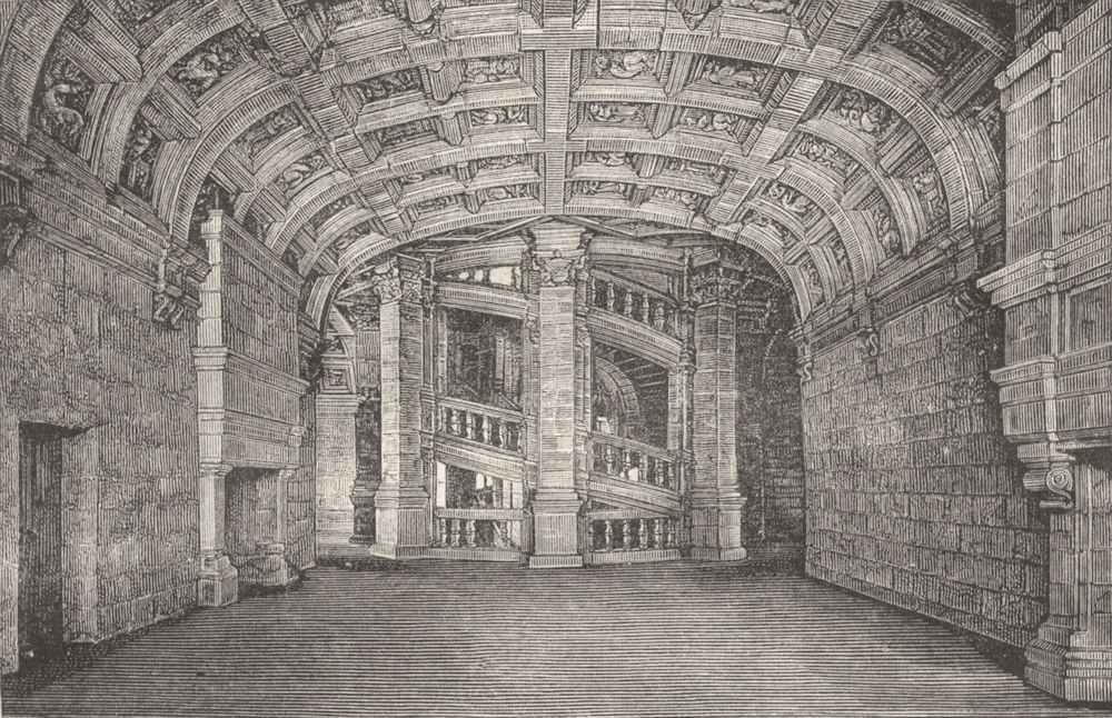 LOIR-CHER. Chambord. salle gardes double escalier 1880 old antique print