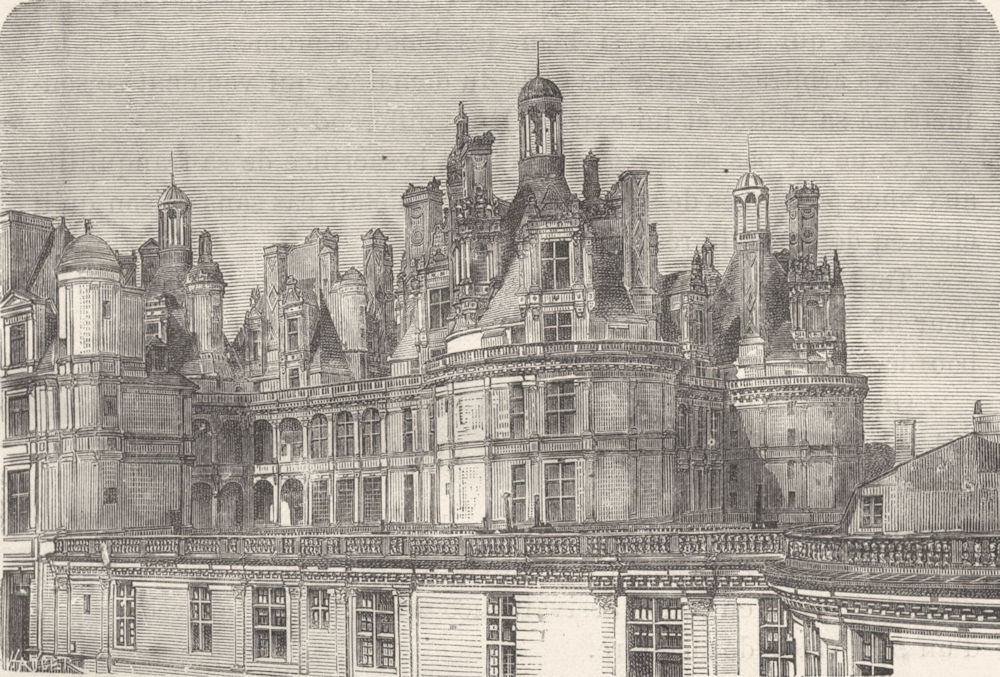 LOIR-ET-CHER. Chambord. Chateau de Chambord, aile de Henri II 1880 old print