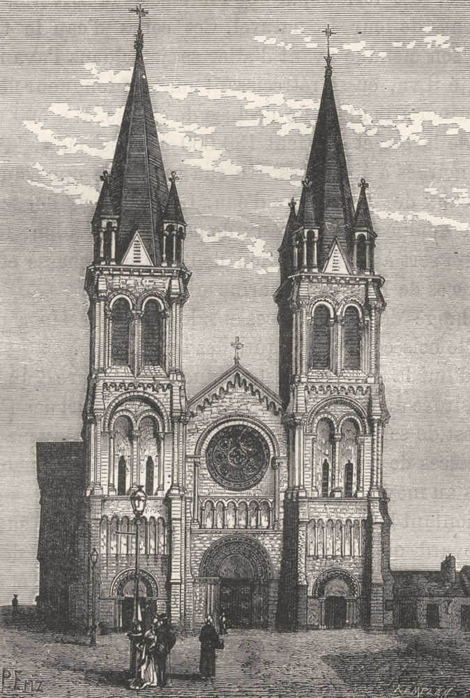 MANCHE. Cherbourg. Eglise N D du Voeu 1880 old antique vintage print picture