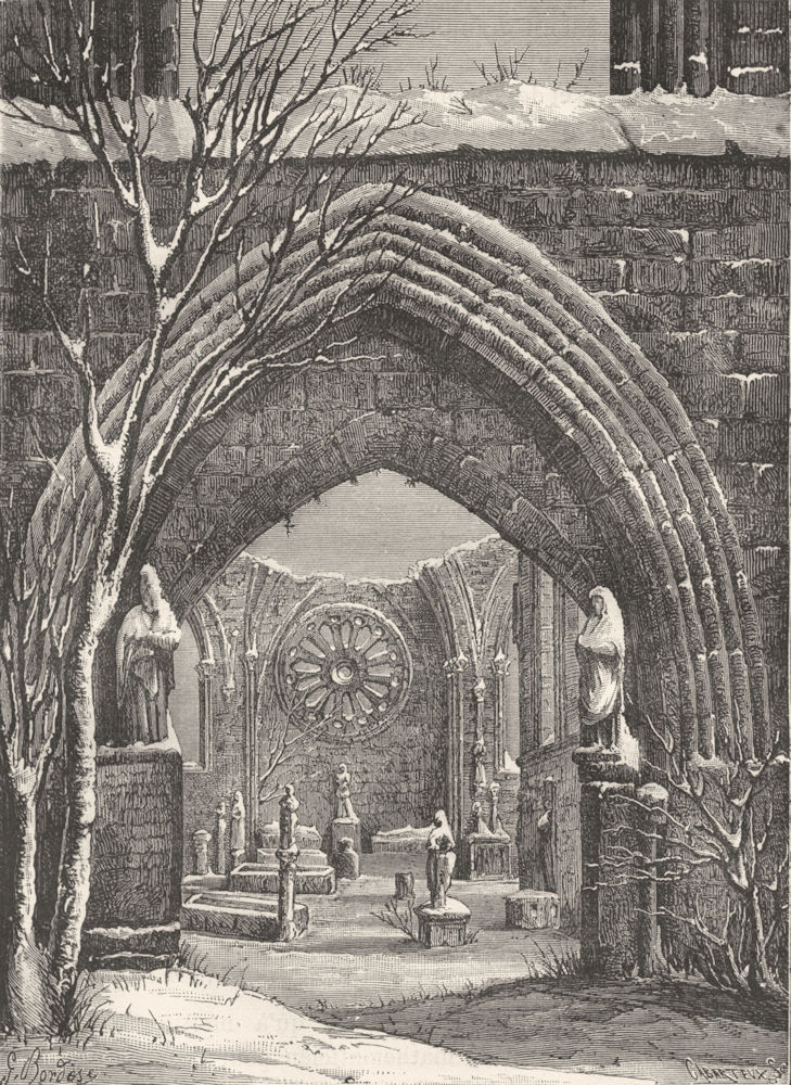 MAINE-ET-LOIRE. Angers. Ruines de l'abbaye de Toussaint 1880 old antique print
