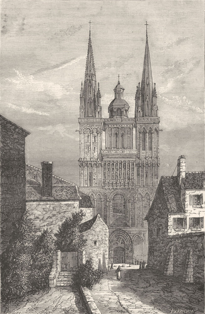 MAINE-ET-LOIRE. Angers. Le cathedrale d'Angers 1880 old antique print picture