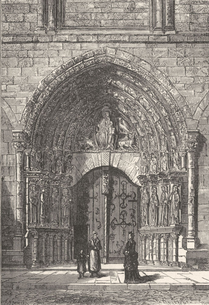 MAINE-ET-LOIRE. Angers. Le Portail de la cathedrale 1880 old antique print