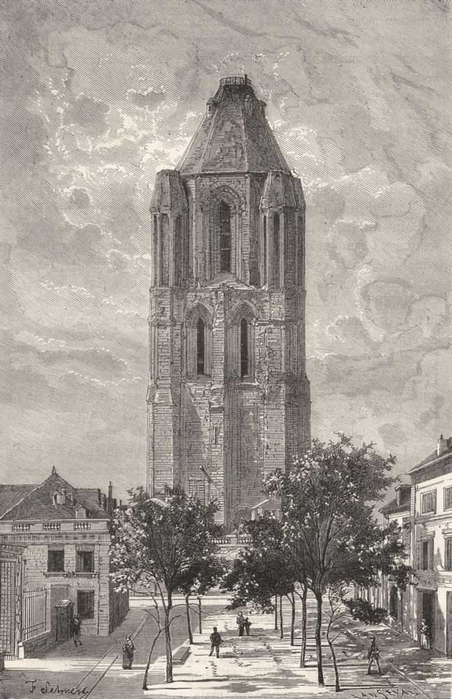 MAINE-ET-LOIRE. Angers. La tour Saint-Aubin 1880 old antique print picture