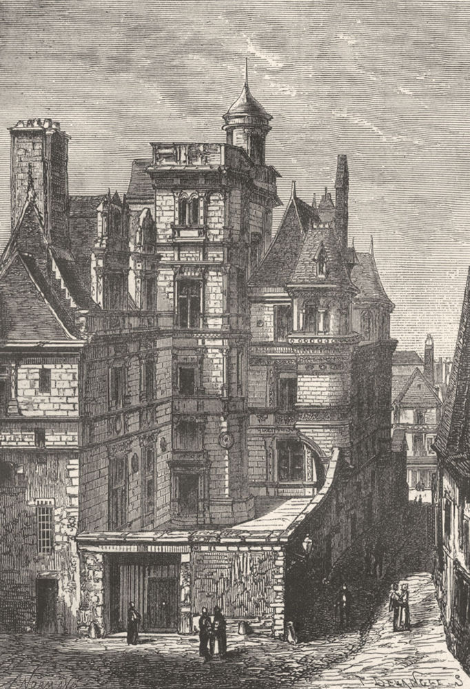 MAINE-ET-LOIRE. Angers. L'Hotel de Pince 1880 old antique print picture