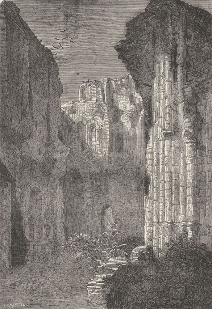 MAINE-LOIRE. Angers. Ruines de l'Eglise St-Laurent 1880 old antique print