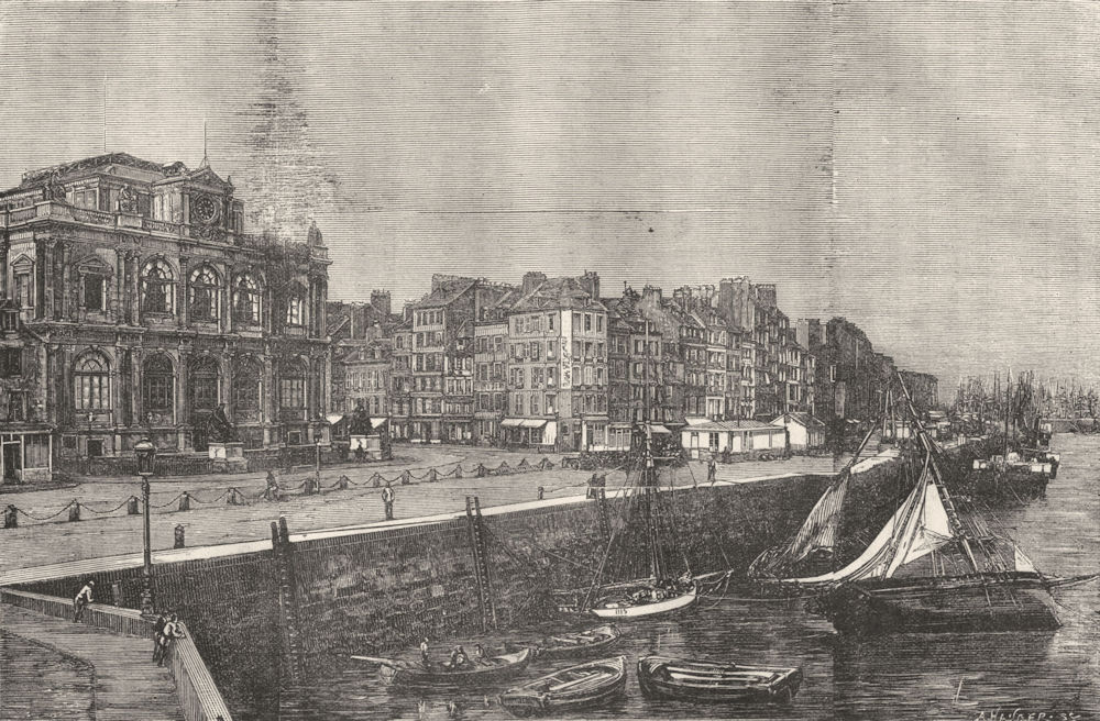 SEINE-MARITIME. Le Havre. Le Grand Quai et le Musee 1880 old antique print