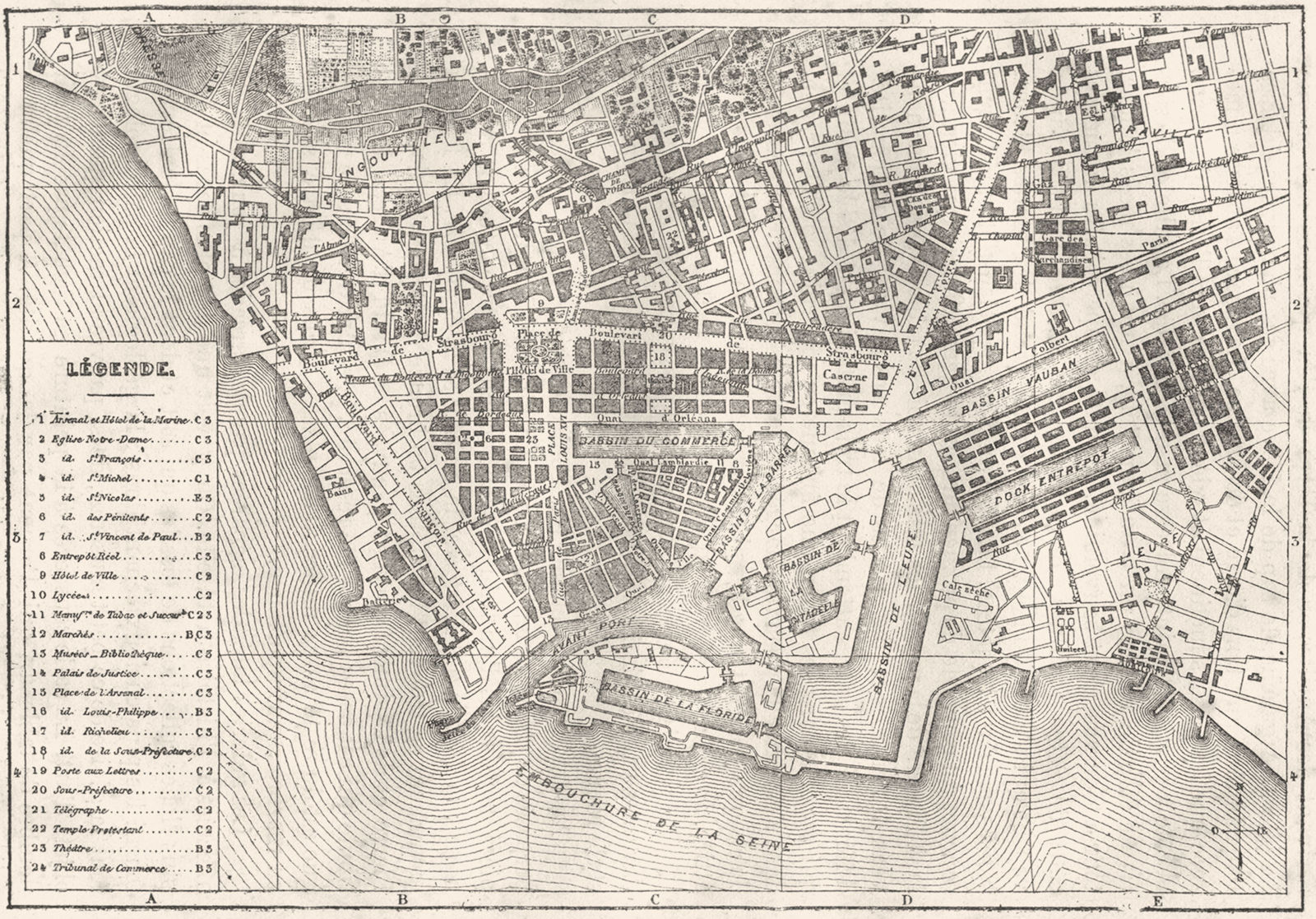 SEINE-MARITIME. Le Havre. Plan de la ville du Havre 1880 old antique map chart
