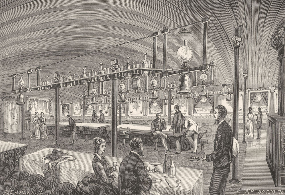 Associate Product SEINE-MARITIME. Le Havre. Salon-salle a manger du paquebot Canada 1880 print