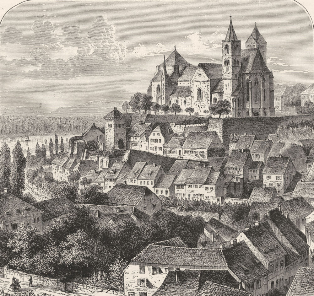 GERMANY. Black Forest. Breisach, Rhine, Freiburg c1893 old antique print