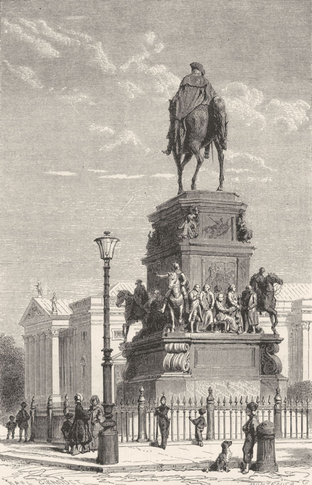 GERMANY. Berlin. Statue of Frederick the great c1893 old antique print picture