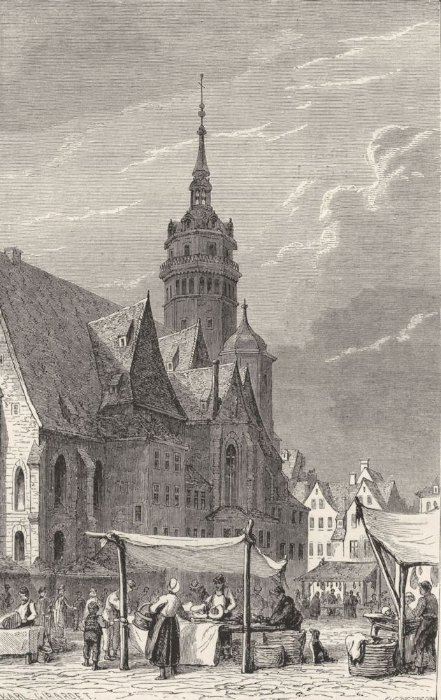 GERMANY. Leipzig. St Nicholas Church c1893 old antique vintage print picture