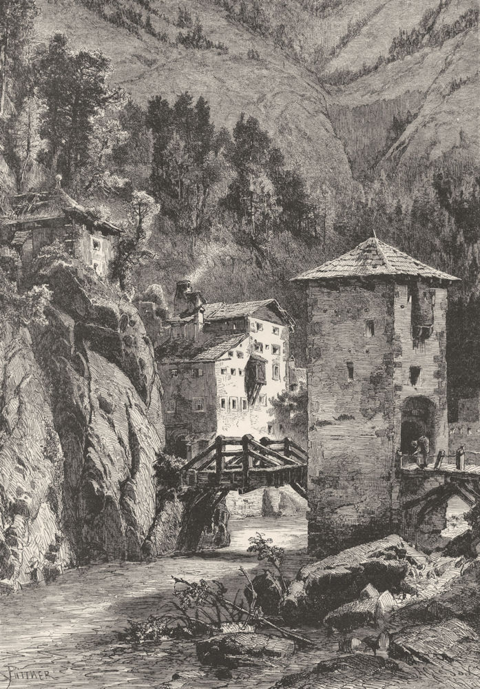 AUSTRIA. Tyrol & Eastern Alps. Finstermunz pass c1893 old antique print