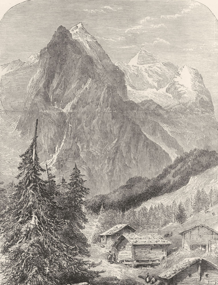 SWITZERLAND. The Wellhorn and Wetterhorn c1893 old antique print picture