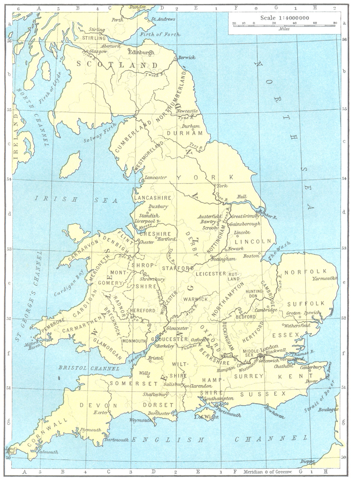 ENGLAND. Localities in, connected with American History 1956 old vintage map