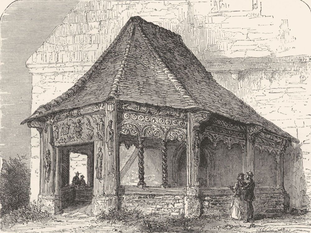 SEINE-MARITIME. Church Porch, Bosc-Bordel, Lower Seine c1878 old antique print