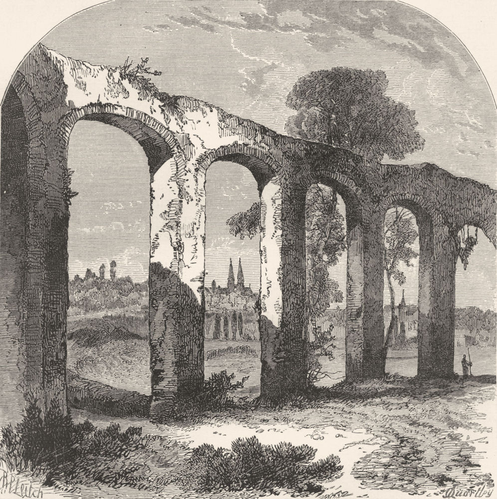 LOIRE. Loire valley. Aqueduct, Poictiers c1878 old antique print picture