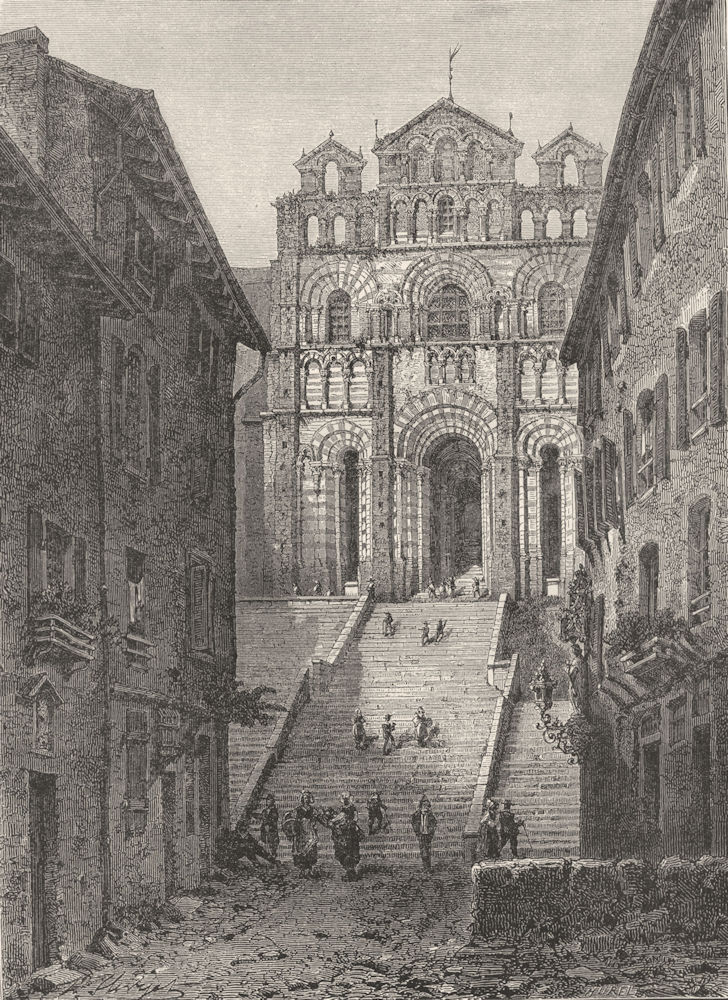 HAUTE-LOIRE. Loire valley. Cathedral of Le Puy c1878 old antique print picture