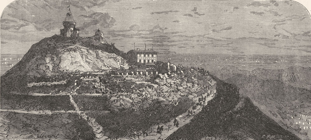 Associate Product PUY-DE-DÔME. Summit with Observatory and Roman remains c1878 old antique print