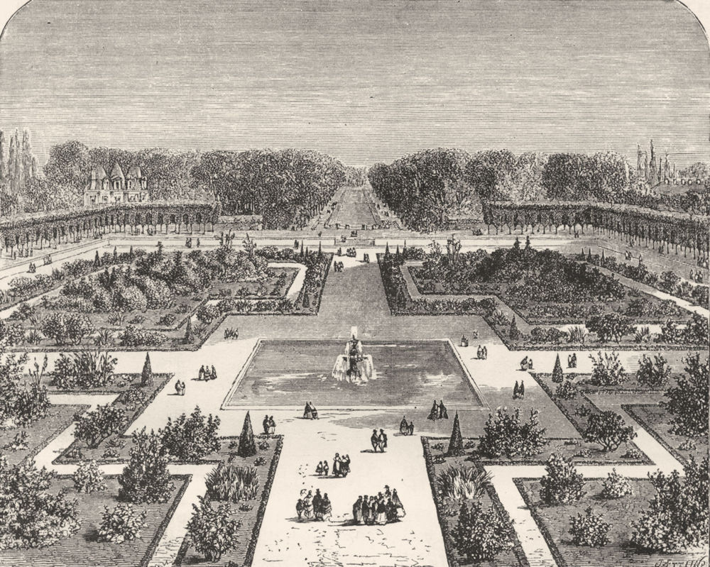 SEINE-ET-MARNE. The Parterre, Fontainebleau c1878 old antique print picture