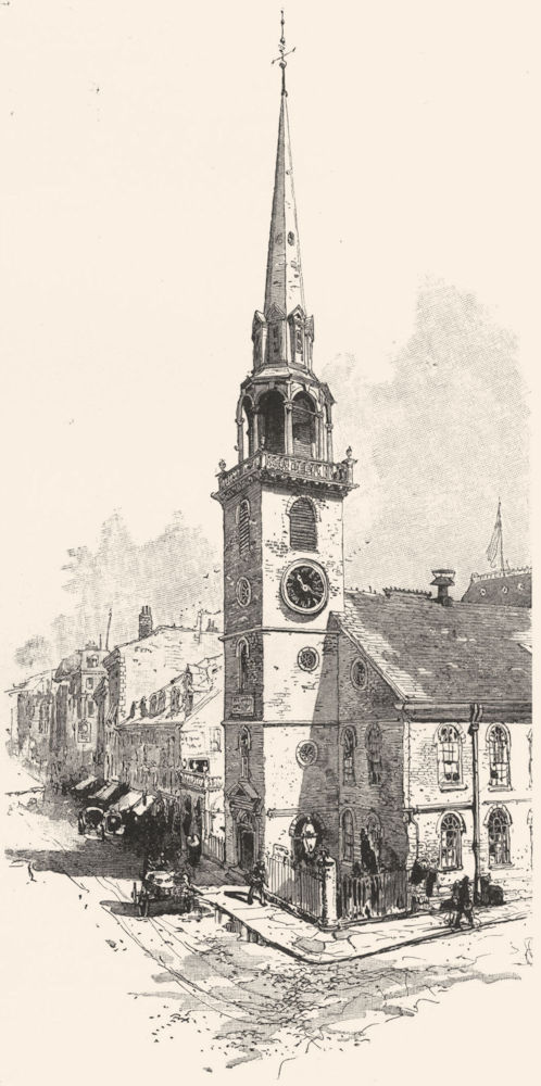 MASSACHUSETTS. New England. Old South Church, Boston 1891 antique print