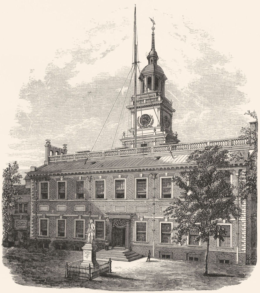 PENNSYLVANIA. Independence Hall, from Chestnut Street 1891 old antique print