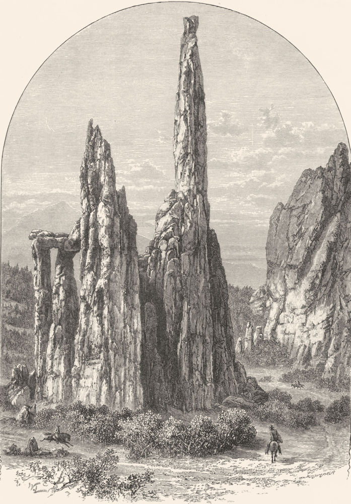 ILLINOIS. The Cathedral Spires in the Garden of the Gods 1891 old print
