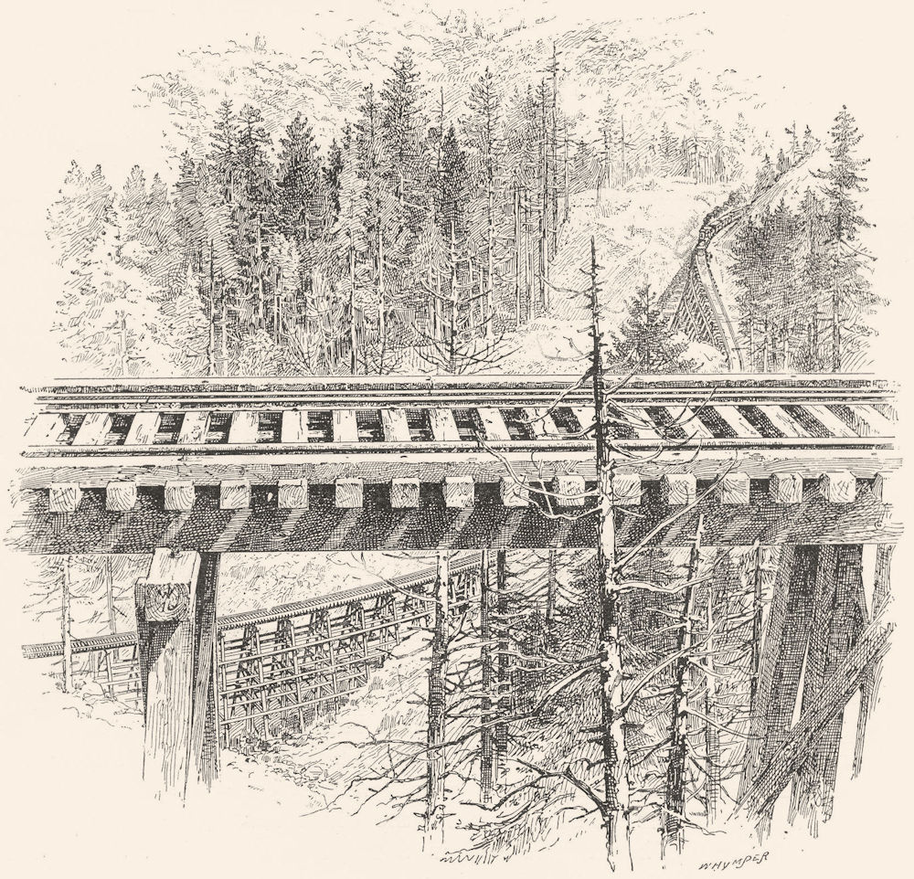 Associate Product CALIFORNIA. The Big Loop on the Shasta Railway, near McCloud 1891 old print