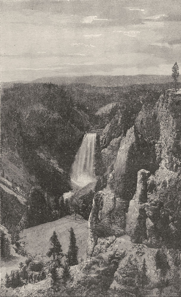 WYOMING. Lower falls & Canon of Yellowstone from point Lookout 1891 old print
