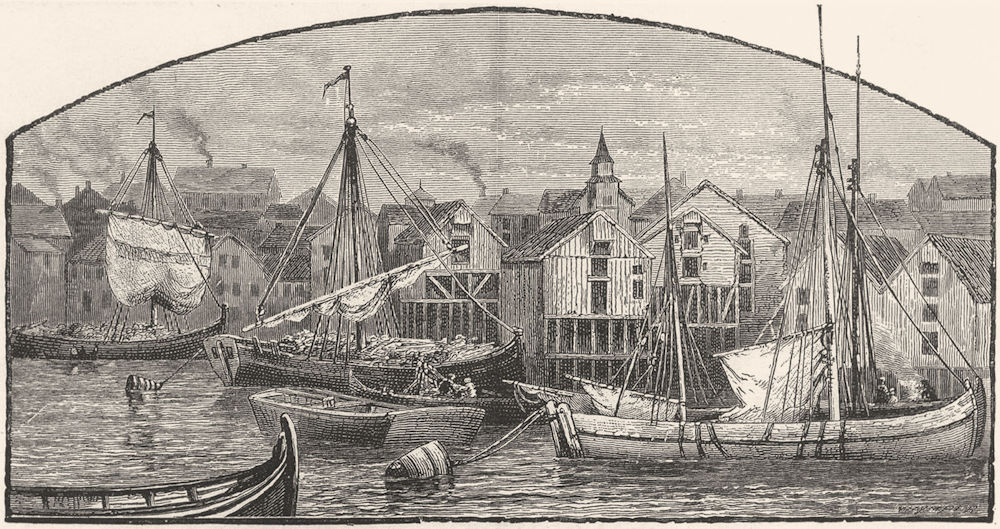 NORWAY. Hammerfest Harbour 1891 old antique vintage print picture