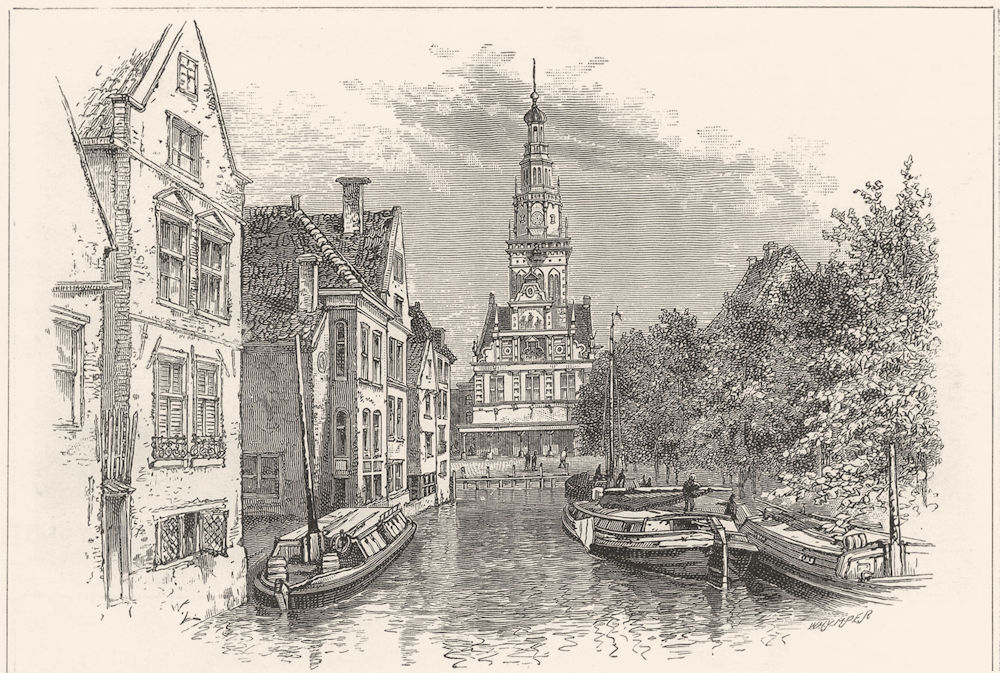 NETHERLANDS. Alkmaar 1891 old antique vintage print picture