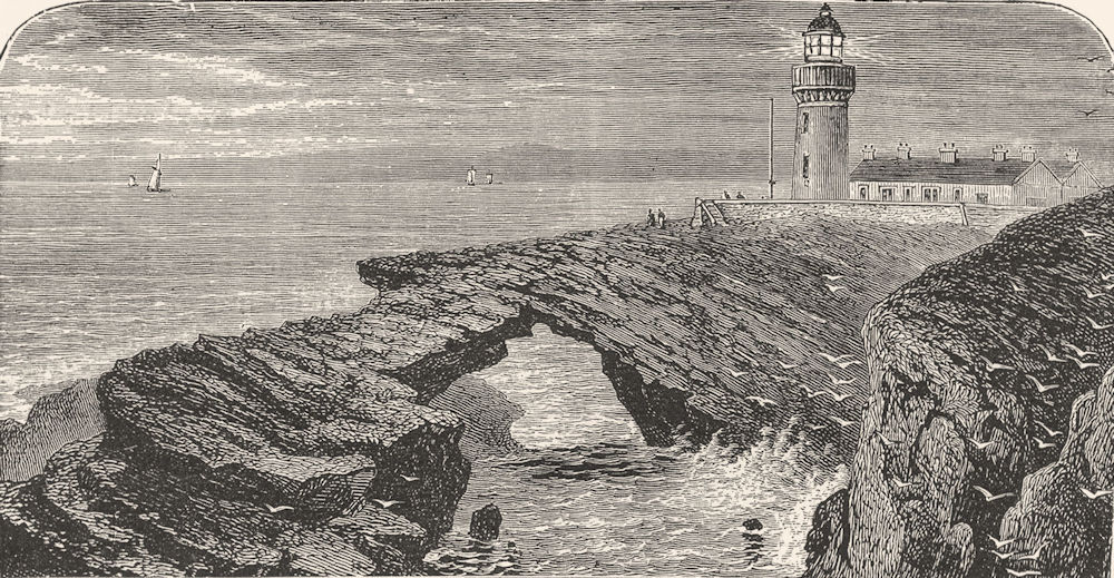 SCOTLAND. Kirkabister Lighthouse c1886 old antique vintage print picture