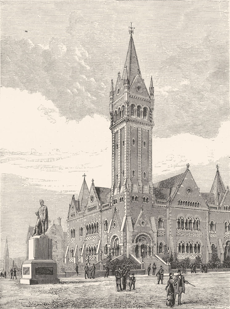 AUSTRALIA. The Independent Church, Collins Street, Melbourne 1886 old print