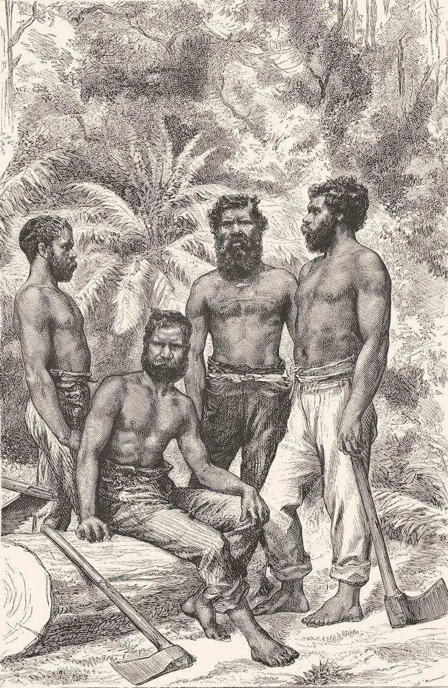 AUSTRALIA. Semi-Civilised Victorian Aborigines 1886 old antique print picture