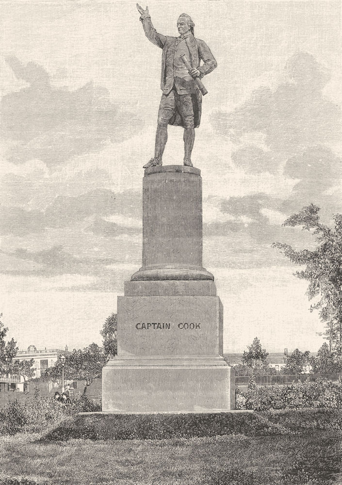 Associate Product AUSTRALIA. New South Wales. Statue of Captain Cook at Sydney 1886 old print