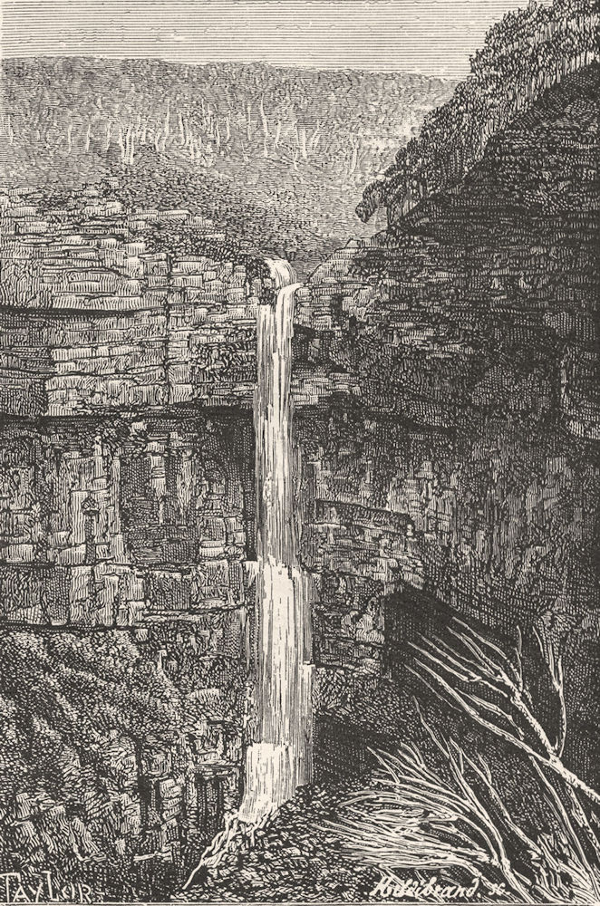AUSTRALIA. New South Wales. Waterfall at Govett 1886 old antique print picture