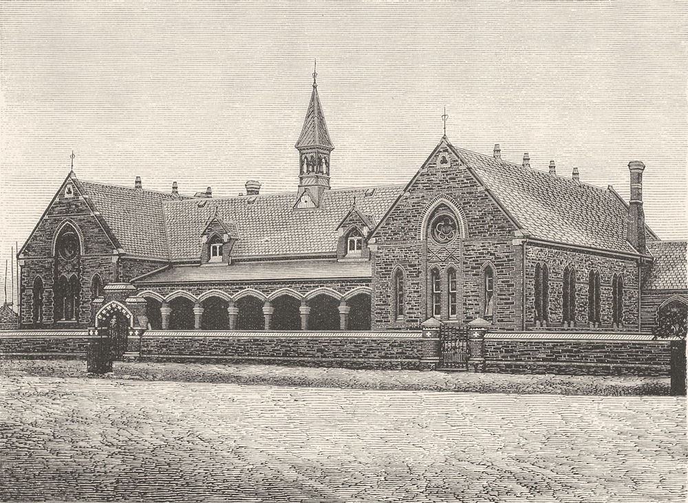 AUSTRALIA. South Australia. An Adelaide Public School 1886 old antique print