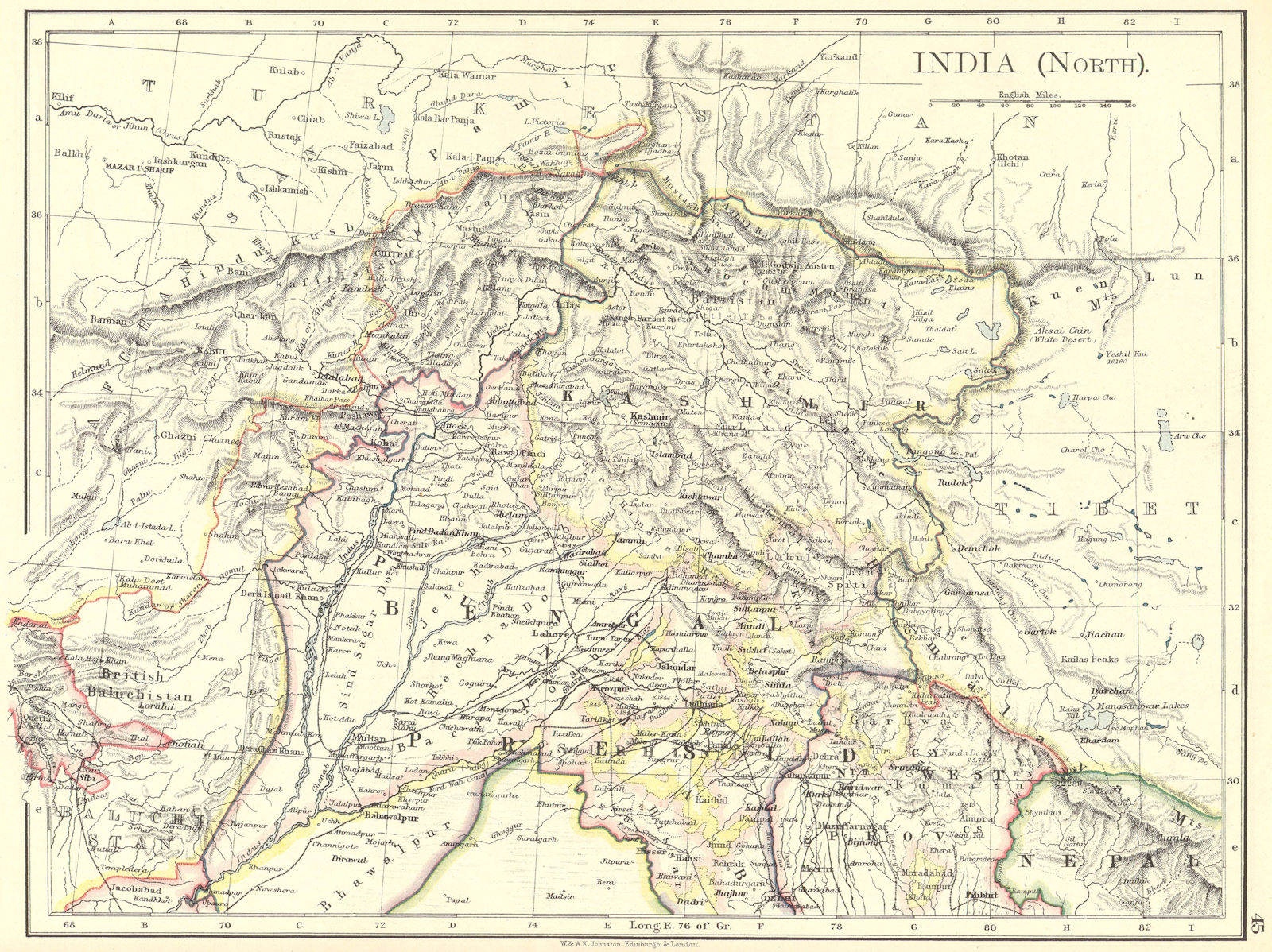 INDIA. India(North) 1897 old antique vintage map plan chart