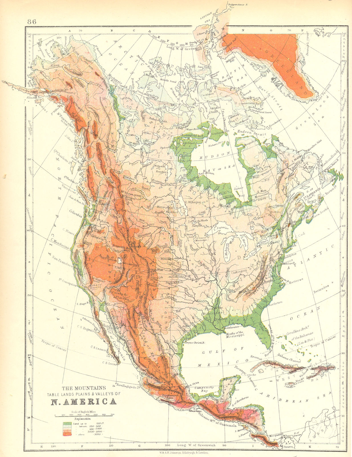 Associate Product USA. The Mountains table lands plains & Valleys of N America 1897 old map