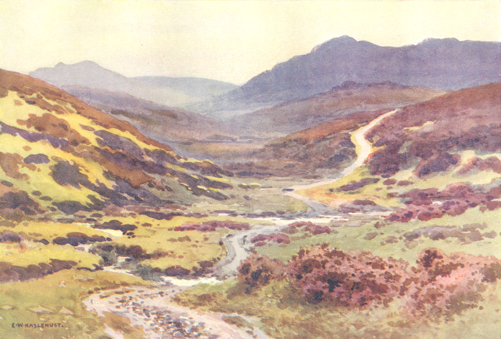 Associate Product A Moorland track, the Devil's Bridge, Dartmoor. Devon. By Ernest Haslehust 1920