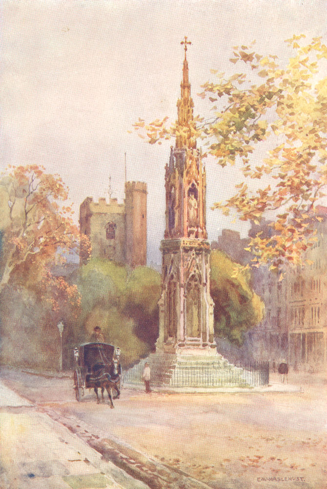 Associate Product Martyrs' Memorial and St. Giles. Oxford. By Ernest Haslehust 1920 old print