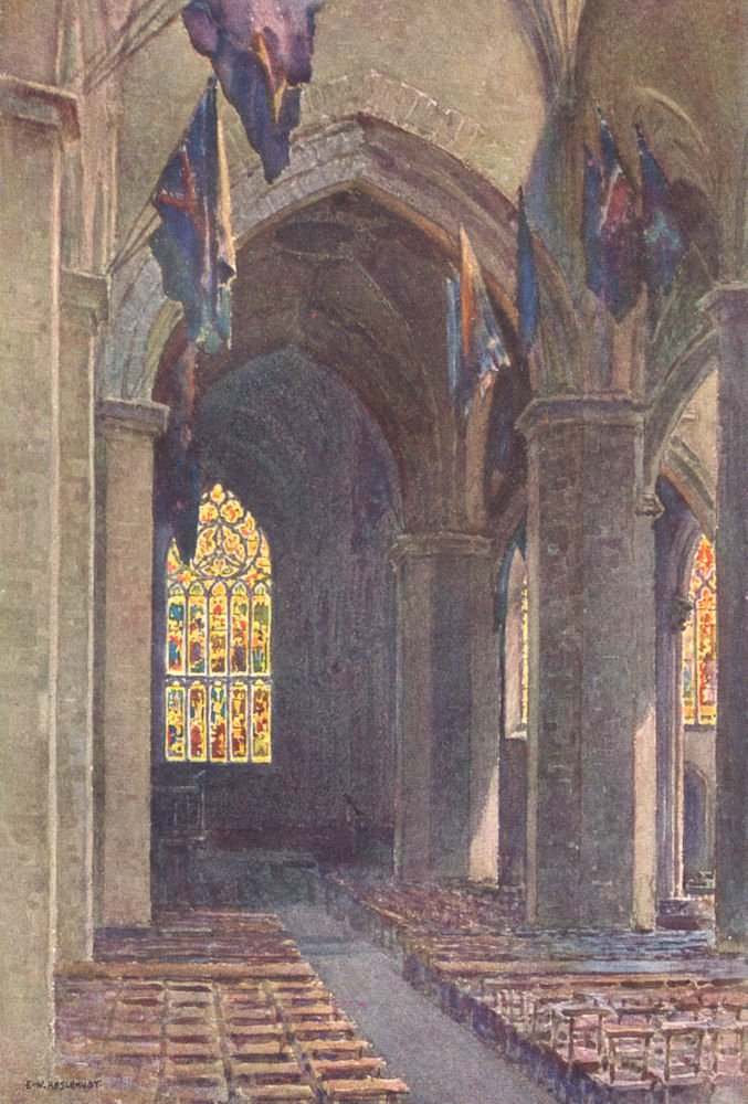 St. Giles' Cathedral, Edinburgh. Scotland. By Ernest Haslehust 1920 old print