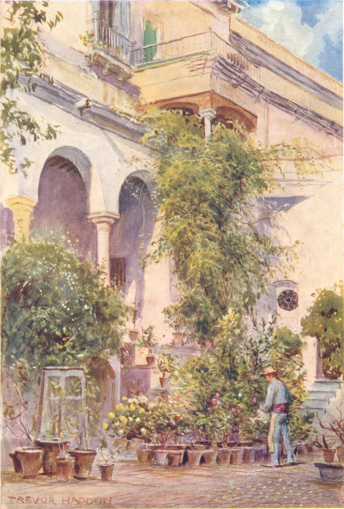 SPAIN. Seville-Gardens of the Alcazar 1908 old antique vintage print picture