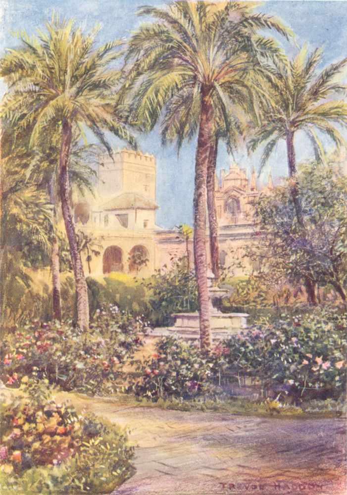 Associate Product SPAIN. Seville-Gardens of the Alcazar 1908 old antique vintage print picture