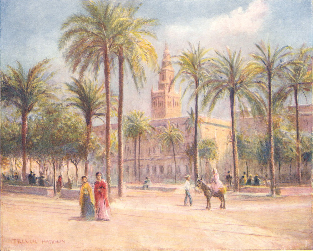 Associate Product SPAIN. Seville-Plaza de San Fernando 1908 old antique vintage print picture