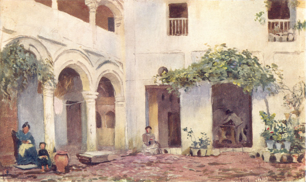 Associate Product SPAIN. Cordoba-A Courtyard 1908 old antique vintage print picture