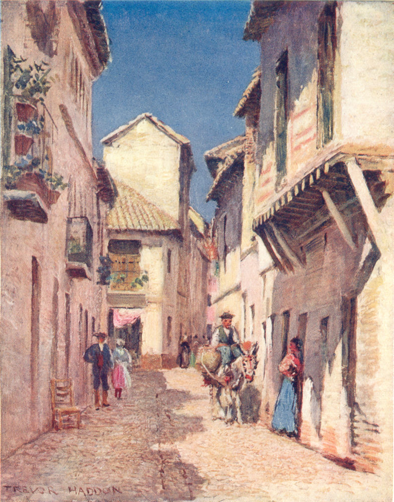 Associate Product SPAIN. Cordoba-A street 1908 old antique vintage print picture