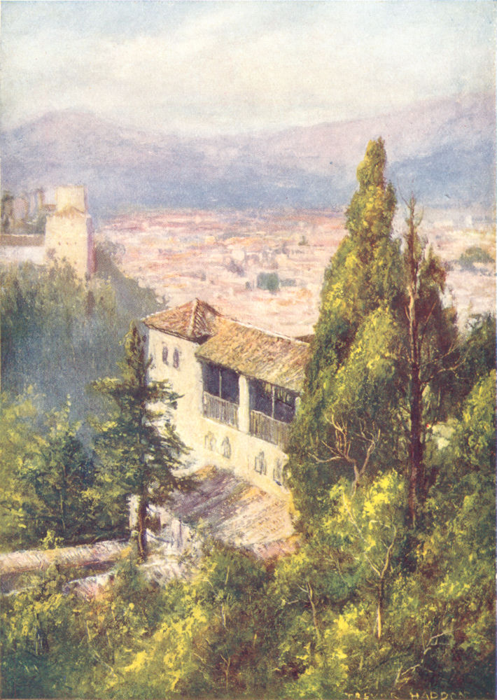 SPAIN. Granada-From the Generalife 1908 old antique vintage print picture