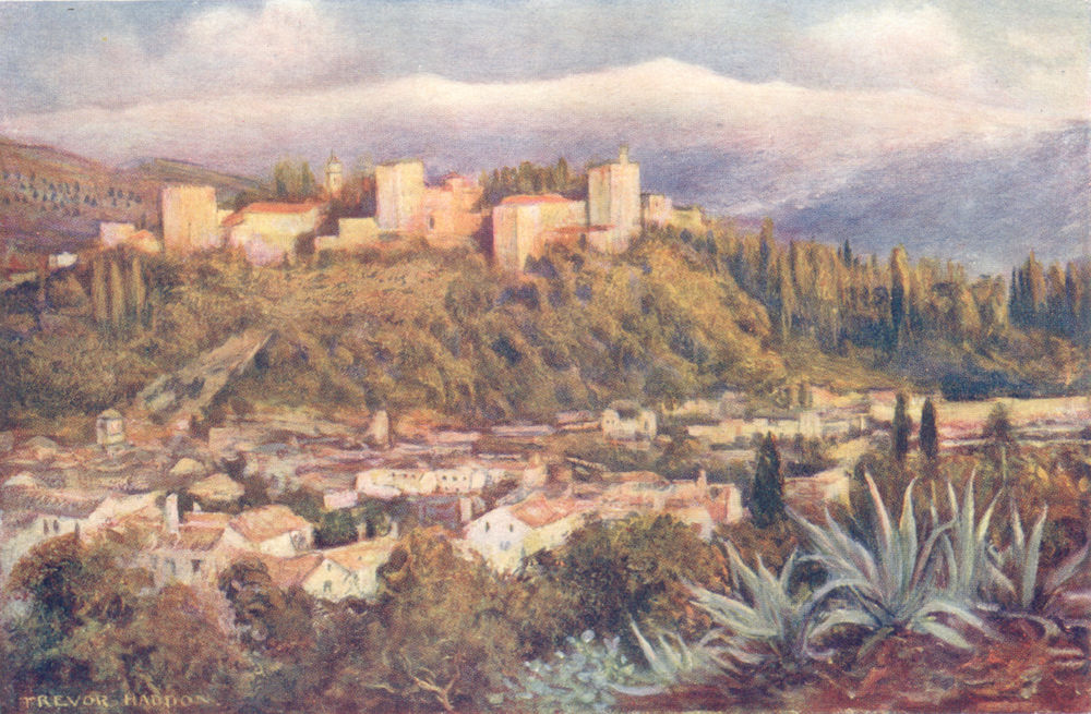 SPAIN. Granada-The Alhambra from San Miguel 1908 old antique print picture